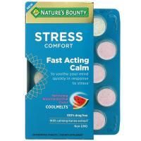 Nature's Bounty, Stress Comfort Coolmelts, Успокаивающее средство быстрого действия, освежающий арбузный холод, 20 жевательных таблеток