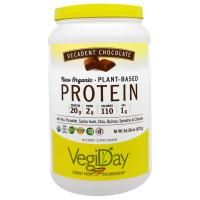 Natural Factors, NATURAL FACTORS, VegiDay Raw Organic Plant-Based Protein - Decadent Chocolate, 32.28 oz