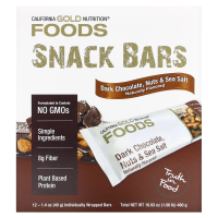 California Gold Nutrition, Gold Bar, батончик из темного шоколада с орехами и морской солью, 12 батончиков, 1,4 унц. (40 г) каждый