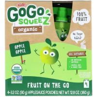 GoGo SqueeZ, Органическое яблочное пюре, 4 пакетика по 3,2 унц. (90 г)