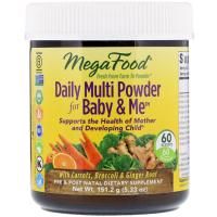 MegaFood, Мультивитаминная смесь Daily Multi Powder for Baby & Me, 5,33 унц. (151,2 г)
