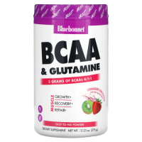 Bluebonnet Nutrition, Сверхактивные аминокислоты с разветвлённой цепью плюс глютамин, вкус клубники и киви, 375 г