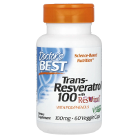 Doctor's Best, транс-ресвератрол 100 с ResVinol, 100 мг, 60 вегетарианских капсул