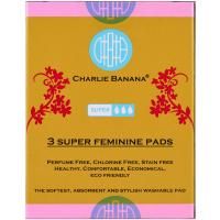 Charlie Banana, Женские прокладки с цветочным дизайном, супер, 3 штуки