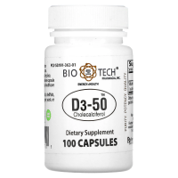 Bio Tech Pharmacal, Inc, D3-50, холекальциферол, 100 капсул