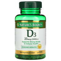 Nature's Bounty, D3, Immune Health, 25 мкг, 1000 МЕ, 350 мягких таблеток с быстрым высвобождением