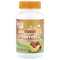 Doctor's Best, Doc's Kids, детские жевательные мармеладки с витамином D3, полностью натуральные фрукты, 25 мкг (1000 МЕ), 60 жевательных таблеток с натуральным фруктовым пектином