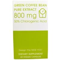 Creative Bioscience, Зеленое кофейное зерно, чистый экстракт, 800 мг, 60 вегетарианских капсул