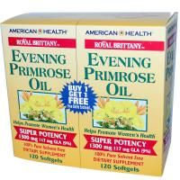 American Health, Royal Brittany, масло примулы вечерней (EPO), 1300 мг, 2 флакона, 120 желатиновых капсул в каждом флаконе