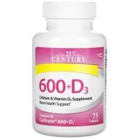 21st Century, 600+D3, Calcium Supplement, 75 Tablets
