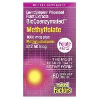 Natural Factors, BioCoenzymated, фолат и B12, метилфолат, 1000 мкг, 60 быстро рассасывающихся таблеток