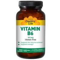 Country Life, Витамин B6, 50 мг, 100 таблеток