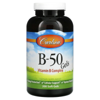 Carlson Labs, B•50 Gel, комплекс витаминов группы B, 200 гелевых капсул