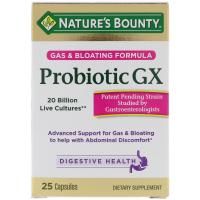 Nature's Bounty, Пробиотик GX, формула защиты от газов и вспучивания, 25 капсул