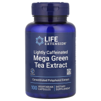 Life Extension, Мега экстракт зеленого чая, небольшое содержание кофеина, 100 растительных капсул