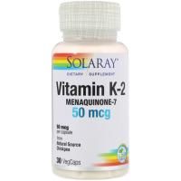 Solaray, Витамин K2, менахинон-7, 50 мкг, 30 вегетарианских капсул