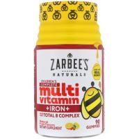 Zarbee's, Полноценный комплекс мультивитаминов вля детей младше + железо, натуральный фруктовый вкус, 90 жевательных таблеток