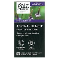 Gaia Herbs, Здоровье надпочечников, ночное восстановление, 60 веганских жидких фитокапсул