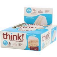 Think !, Батончики с высоким содержанием белка, кокосовый торт, 10 батончиков, 60 г (2,1 унции) каждый