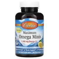 Carlson Labs, Maximum Omega Minis, натуральный лимонный вкус, 1000 мг, 120 мини-таблеток