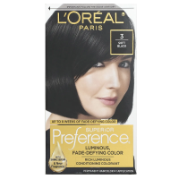L'Oreal, Краска для волос Superior Preference с технологией против вымывания цвета и системой придания сияния, натуральный, мягкий черный 3, на 1 применение