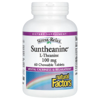 Natural Factors, Stress-Relax, Suntheanine, L-тианин, 100 мг, 60 жевательных таблеток
