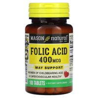 Mason Natural, Фолиевая кислота, 400 мкг, 100 таблеток