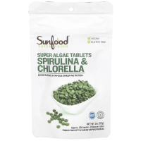 Sunfood, Спирулина и хлорелла, таблетки с суперводорослями, 250 мг, 228 таблеток