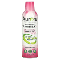 Aurora Nutrascience, Мега липосомальный витамин D3 / К2, органический фруктовый вкус, 9000 МЕ, 480 мл (16 жидк. унций)