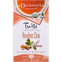 Davidson's Tea, Tulsi, Organic, Rooibos Chai, Caffeine-Free, 25 Tea Bags, 1.58 oz (45 g)