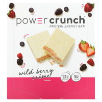 BNRG, Power Crunch, протеиновый энергетический батончик с  сливочной начинкой и вкусом диких ягод, 12 шт. по 40 г