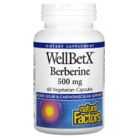 Natural Factors, Берберин WellBetX, 500 мг, 60 вегетарианских акций