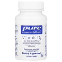 Pure Encapsulations, Витамин D3, 25 мкг (1000 МЕ), 120 капсул