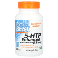 Doctor's Best, 5-HTP, усиленный витаминами B6 и C, 120 растительных капсул