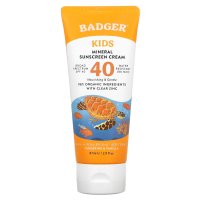 Badger Company, Clear Sport, для детей, натуральный минеральный солнцезащитный крем, фактор защиты от солнца 40, мандарин и ваниль, 2,9 жидкой унции (87 мл)