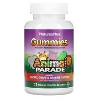 Nature's Plus, Source of Life, Animal Parade Gummies, Children's Chewable, Cherry, Orange & Grape, 75 Animal-Shaped Gummies