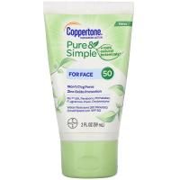Coppertone, Pure & Simple, Sunscreen Lotion, For Face, SPF 50, 2 fl oz (59 ml)
