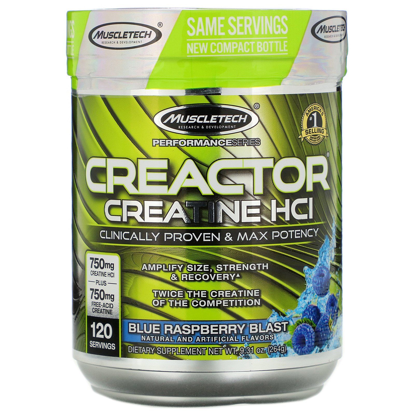 Muscletech Blue Muscletech, Performance Series, CREACTOR, Creatine HCI, Blue Raspberry ...