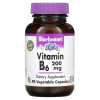 Bluebonnet Nutrition, Витамин B-6, 200 мг, 90 капсул в растительной оболочке