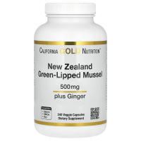 California Gold Nutrition, Новозеландский зеленогубый моллюск с имбирем, 500 мг, 240 капсул в растительной оболочке