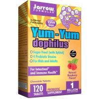 Jarrow Formulas, Yum-Yum Dophilus, без сахара, натуральный малиновый вкус, 120 жевательных таблеток (Ice)