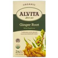 Alvita Teas, Organic, чай из корня имбиря, без кофеина, 24 чайных пакетика по 1,69 унции (48 г) каждый