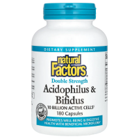 Natural Factors, Acidophilus & Bifidus, двойная сила действия, 10 млрд, 180 капсул (Ice)