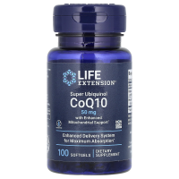 Life Extension, Супер убихинол CoQ10 с улучшенной поддержкой митохондрий, 50 мг, 100 мягких гелевых капсул