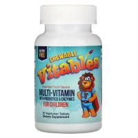 Vitables, жевательные мультивитамины с пробиотиками и ферментами для детей, фруктовое ассорти, 60 вегетарианских таблеток