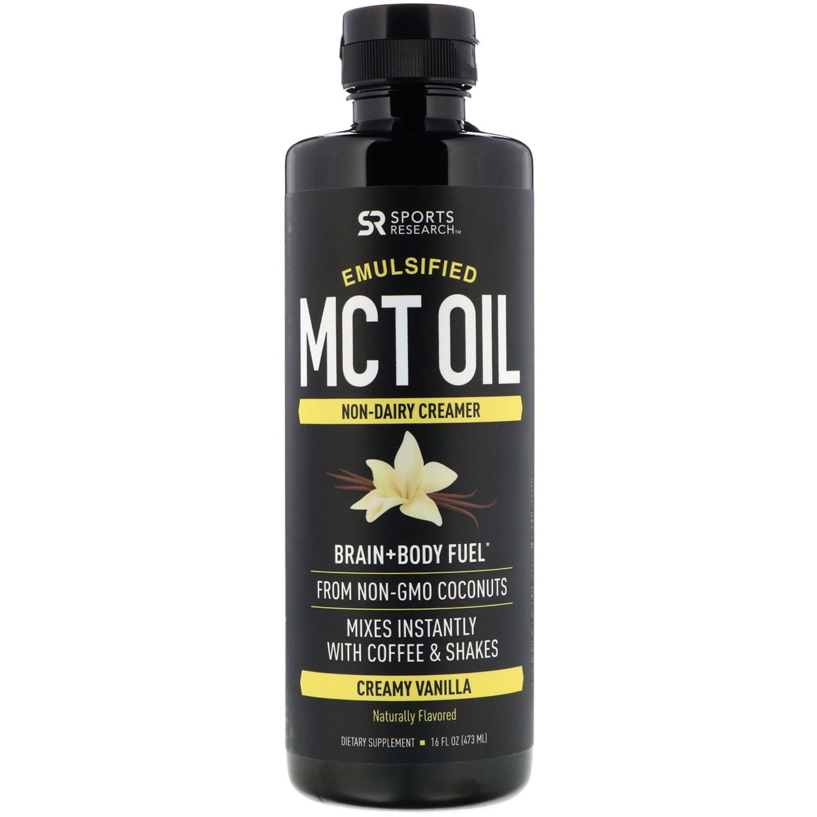 Масло sports. MCT масло. Sports research / МСТ масло/MCT Oil/кокосовое MCT Organic (без ароматизаторов), 946 мл. MCT Oil - Vanilla Hazelnut flavor 16 FL oz.