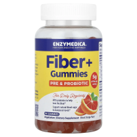 Enzymedica, Fiber+, жевательные таблетки с пребиотиками и пробиотиками, со вкусом красного апельсина, 90 жевательных таблеток