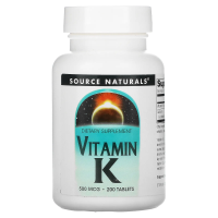 Source Naturals, Витамин K, 500 мкг, 200 таблеток
