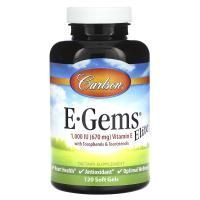 Carlson Labs, E•Gems Elite, Витамин E, 1000 МЕ, 120 мягких таблеток
