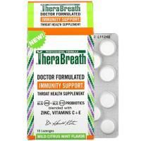TheraBreath, Поддержка иммунитета, Пищевая добавка для здоровья горла, мягкая цитрусовая мята, 10 леденцов